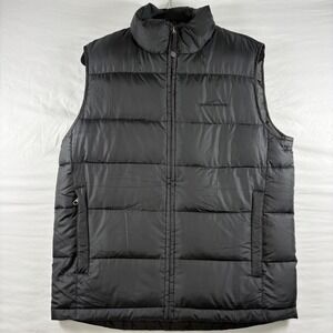 Eddie Bauer Puffer Vest Mens S Black Goose Down Insulated Quilted Full Zip 0315